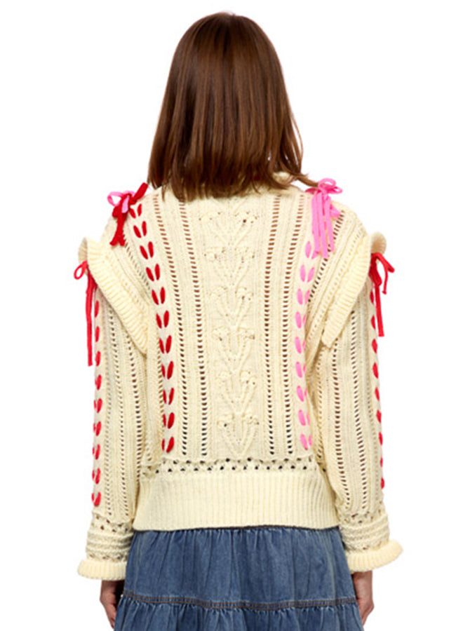 RIBBON DETAILED POINTELLE SWEATER – Stellah® - Official Site