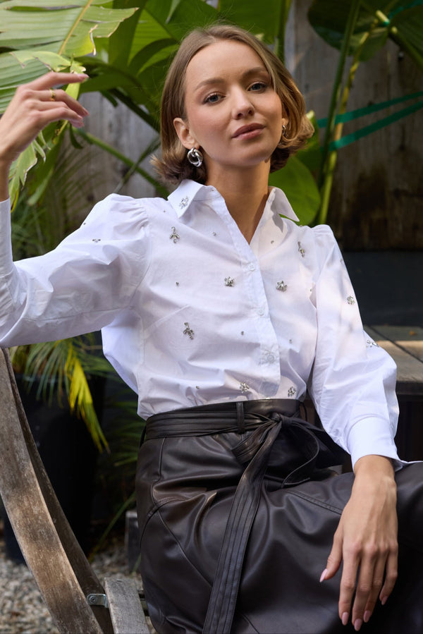 DIAMOND TRIMMED BUTTONDOWN SHIRT
