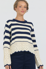 JOYCE SWEATER - NAVY/CREAM