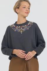 JULIANA NECKLACE TOP- CHARCOAL
