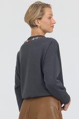 JULIANA NECKLACE TOP- CHARCOAL