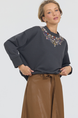 JULIANA NECKLACE TOP- CHARCOAL