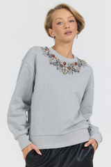 JULIANA NECKLACE TOP- HEATHER GREY