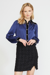 VELVET MIXED BUTTON DOWN SHIRT