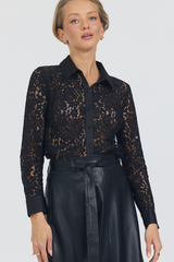 SAMANTHA LACE TOP- BLACK