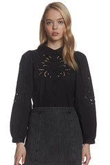 CUT-OUT EMBROIDERY BUTTON DOWN SHIRT