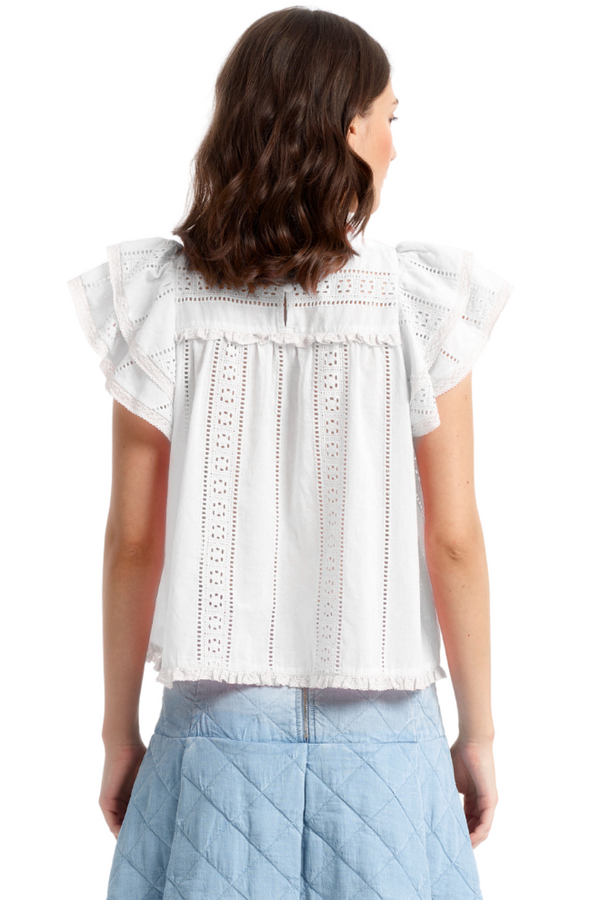 COTTON VOILE RUFFLE TOP