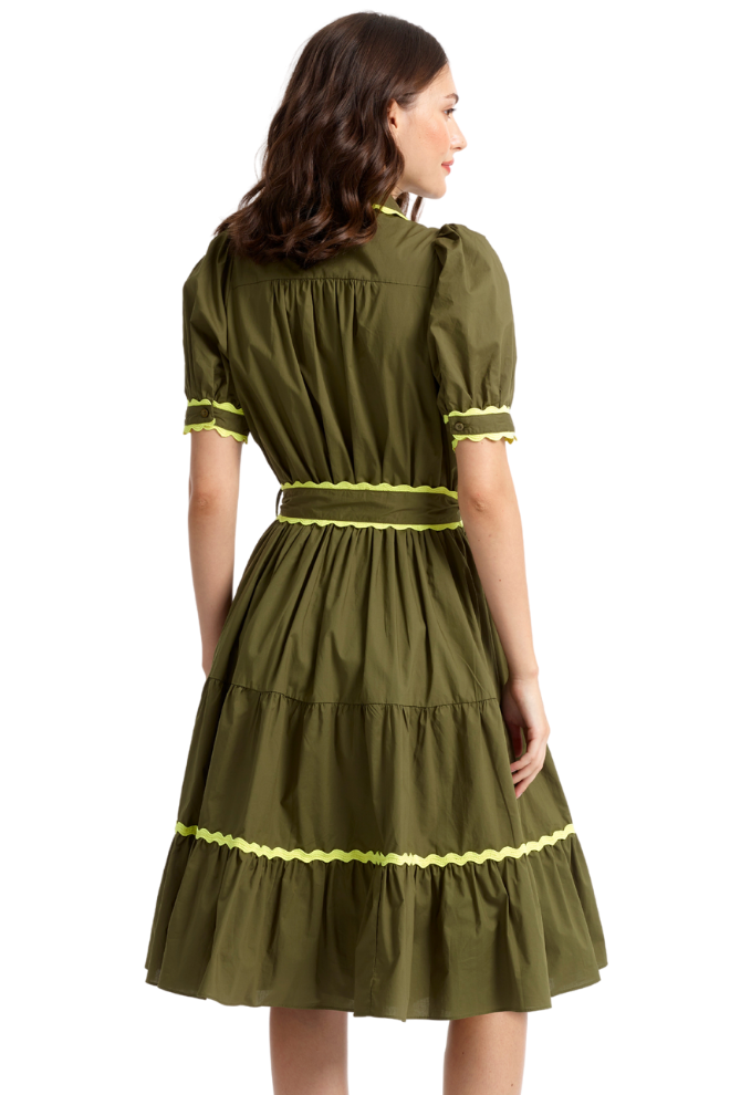 RIGRAG TRM BUTTON DOWN BELTED DRESS