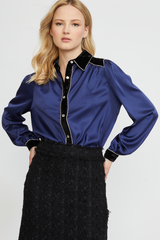 VELVET MIXED BUTTON DOWN SHIRT