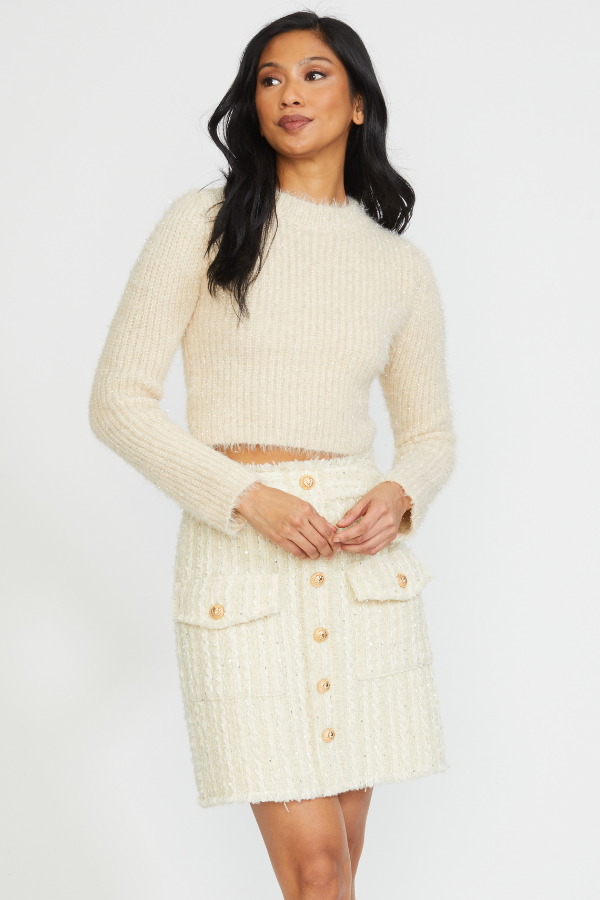 CROPPED PULL OVER SWEATER IN BUTTER