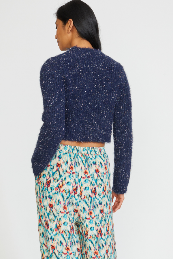 CROPPED PULL OVER SWEATER IN MIDNIGHT