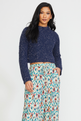 CROPPED PULL OVER SWEATER IN MIDNIGHT