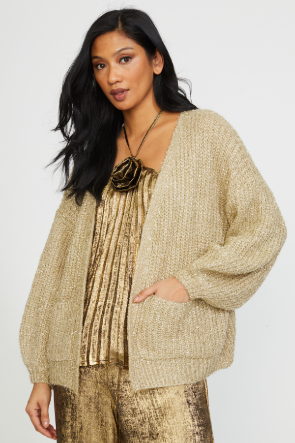 LUREX OVERSIZE CARDIGAN W/POCKETS