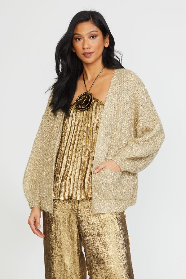 LUREX OVERSIZE CARDIGAN W/POCKETS