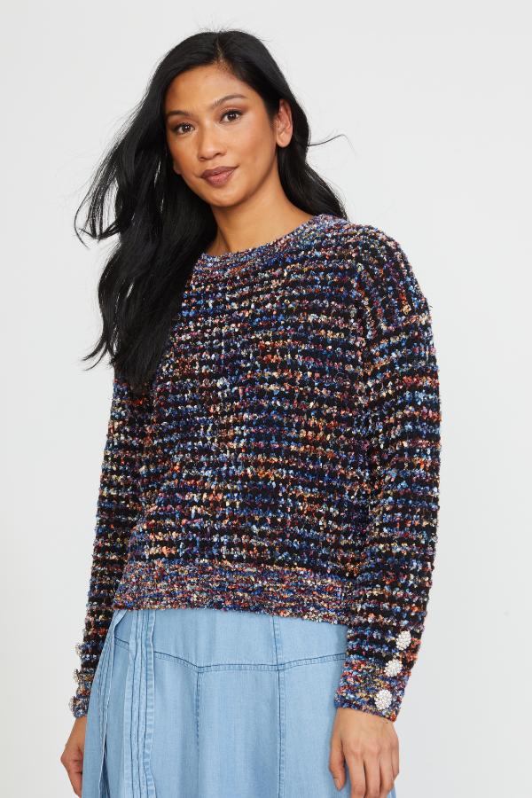 JEWEL BUTTON PULLOVER IN MIDNIGHT