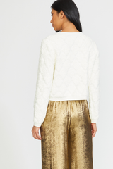 TEXTURED SWEATER JACKET IN CREAM