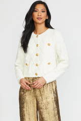 TEXTURED SWEATER JACKET IN CREAM