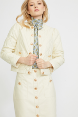 VEGAN LEATHER QUILTED JACKET CREAM