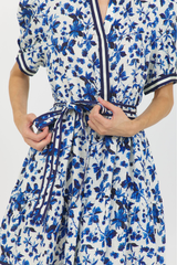 BUTTON CLOSURE S/S MIDI DRESS W/BELT