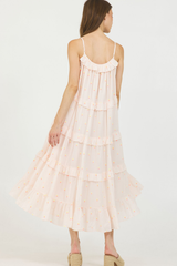 BLUSH TIERED SLIP LONG DRESS