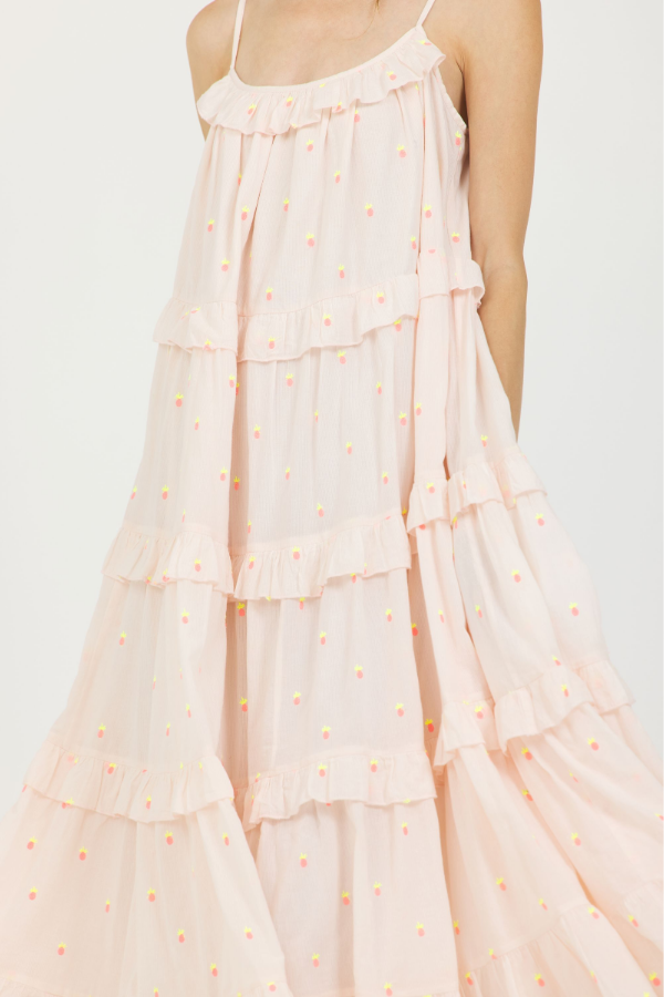 BLUSH TIERED SLIP LONG DRESS