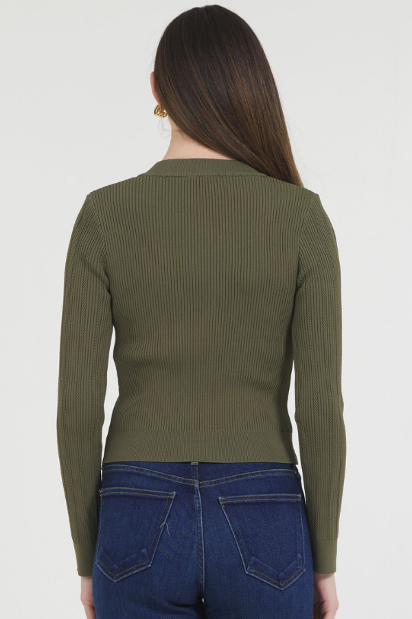FITTED CARDIGAN WITH GOLD SNAP CLOSURE