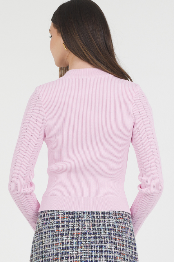 FITTED CARDIGAN WITH GOLD SNAP CLOSURE