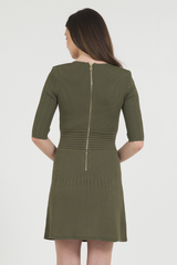 FITTED KNIT DRESS WITH GOLD BUTTON DETAILS