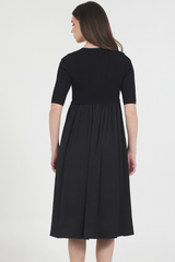 ELBOW SLEEVE V NECK TOP WITH CHARMEUSE SKIRT LONG DRESS