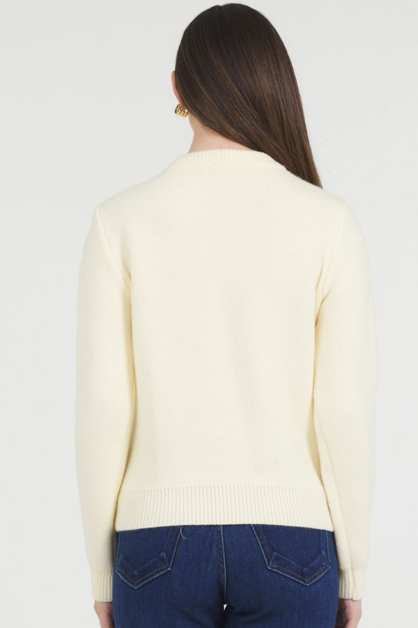 FLOWER EMBROIDERY PULLOVER SWEATER