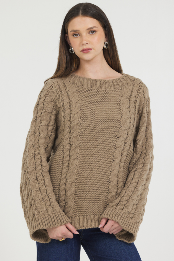 CABLE OVERSIZE PULLOVER SWEATER