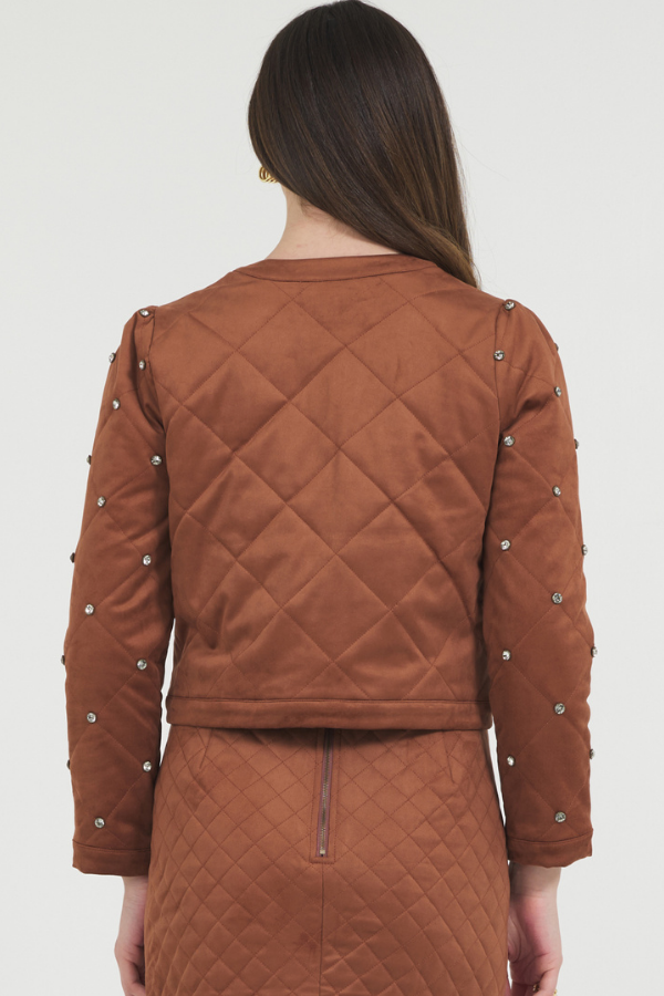 DIAMOND STUDDED GUILTED JACKET