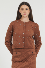 DIAMOND STUDDED GUILTED JACKET