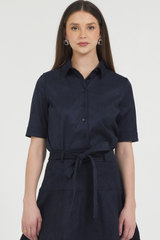 VEGAN SUEDE S/S BUTTON DOWN SHIRT
