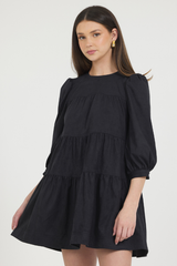 VEGAN SUEDE TIERED MINI DRESS