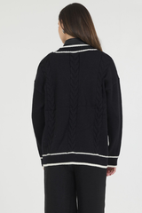 OVERSIZE CARDIGAN W/ BOW TRIM