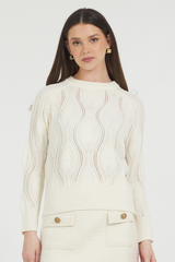 WAVY TEXTURED CREW NECK PULLOVER