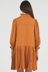 CHARMEUSE MINI DRESS W/ PLEATED SKIRT