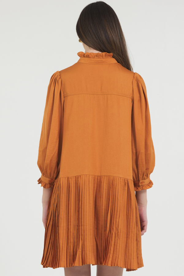 CHARMEUSE MINI DRESS W/ PLEATED SKIRT