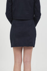 VEGAN SUEDE MINI SKIRT W/ CONTRAST COLOR BINDING