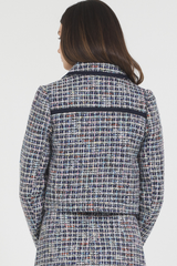 MULTI COLOR TWEED W/ SUEDE TRIM JACKET
