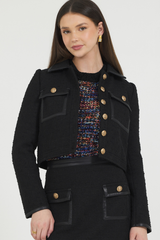 TWEED JACKET W/LEATHER TRIM